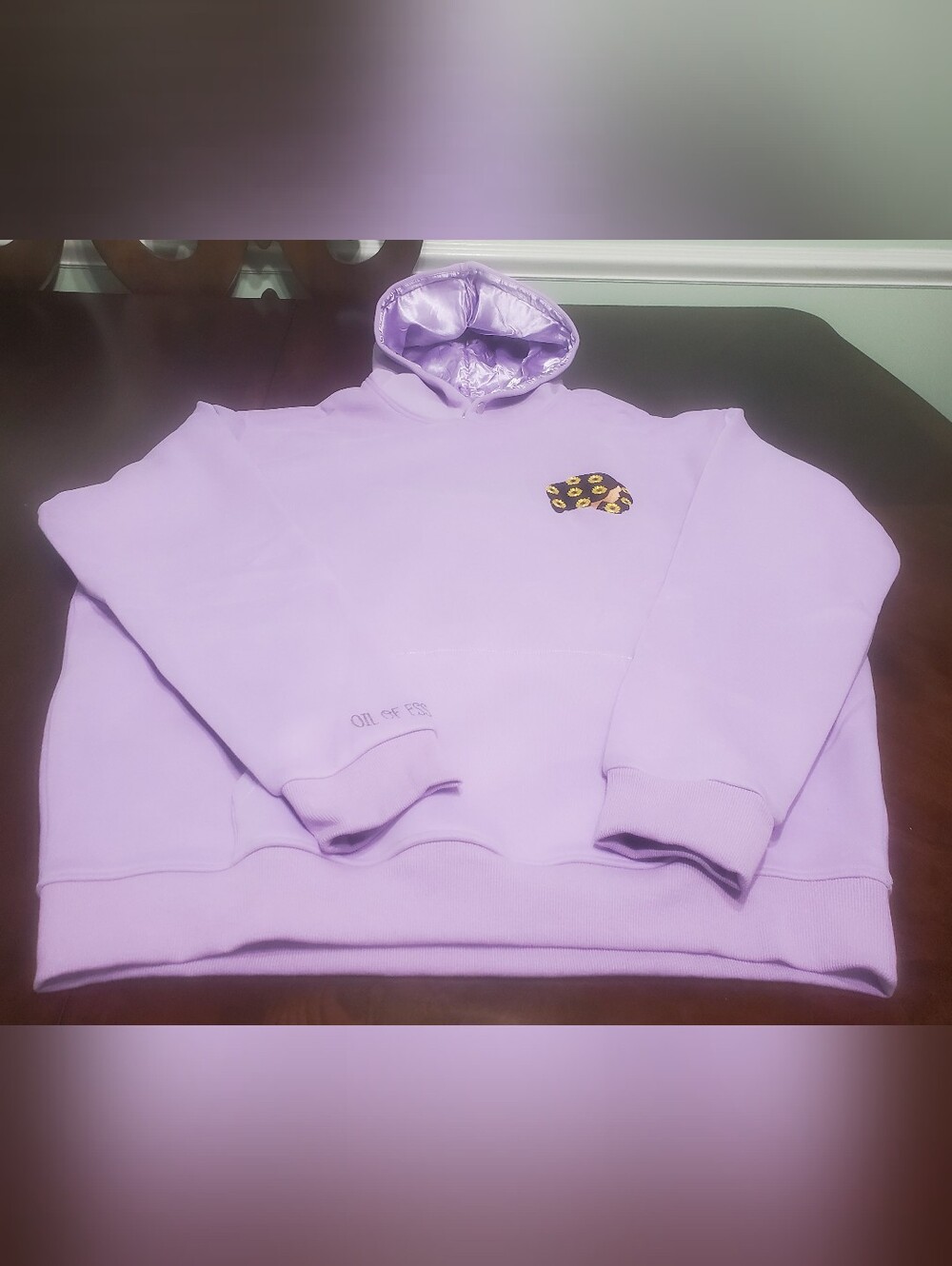 Oil of Essence Satin Lined Hoodie Lilac XXL NWT Hair Care Soft Fleece Snap Neck
